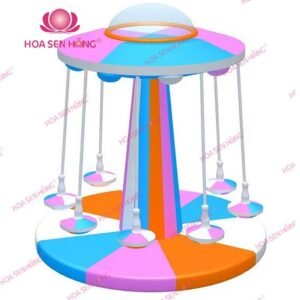 Đu quay điện - cơ EI-053-01A cho khu vui chơi trong nhà trung tâm thương mại, nhà hàng, trường mầm non – Hoa Sen Hồng