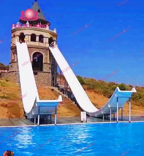Cầu trượt nước WP57-08 cho công viên nước, hồ bơi resort, khách sạn – Hoa Sen Hồng