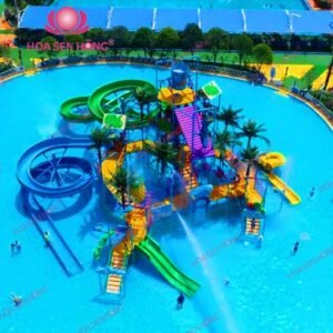 Cầu trượt nước WP57-02 cho công viên nước, hồ bơi resort, khách sạn – Hoa Sen Hồng