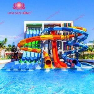 Cầu trượt nước WP57-07 cho công viên nước, hồ bơi resort, khách sạn – Hoa Sen Hồng