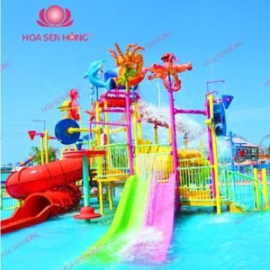 Cầu trượt nước WP57-04 cho công viên nước, hồ bơi resort, khách sạn – Hoa Sen Hồng