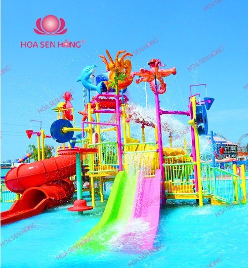Cầu trượt nước WP57-04 cho công viên nước, hồ bơi resort, khách sạn – Hoa Sen Hồng