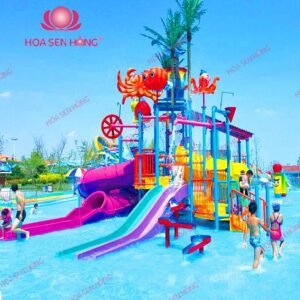 Cầu trượt nước WP57-03 cho công viên nước, hồ bơi resort, khách sạn – Hoa Sen Hồng