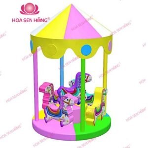 Vòng quay ngựa gỗ EI-53-09 cho khu vui chơi trong nhà trung tâm thương mại, nhà hàng, trường mầm non – Hoa Sen Hồng
