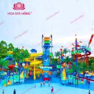 Cầu trượt nước WP57-01 cho công viên nước, hồ bơi resort, khách sạn – Hoa Sen Hồng