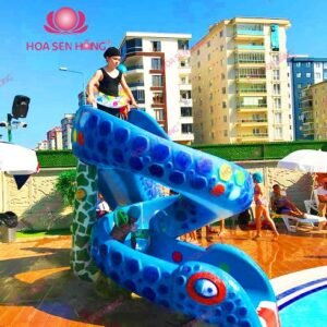 Cầu trượt nước WP57-10 cho công viên nước, hồ bơi resort, khách sạn – Hoa Sen Hồng