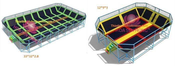 Sàn nhún BB-051-12 cho sân chơi ngoài trời khu chung cư, trường mầm non, resort, công viên – Hoa Sen Hồng