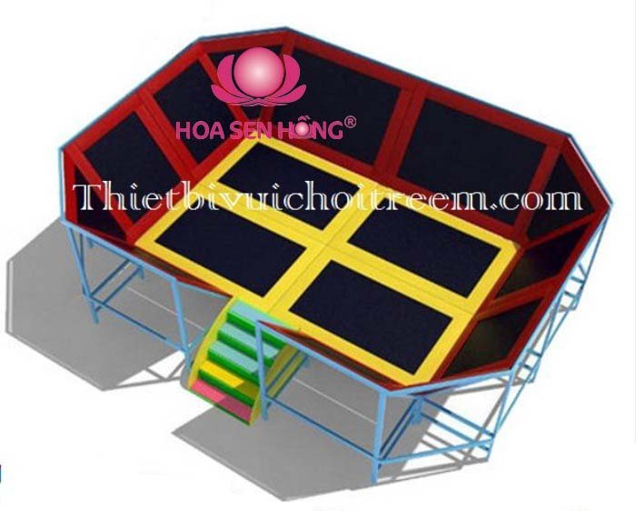 Sàn nhún BB-051-13 cho sân chơi ngoài trời khu chung cư, trường mầm non, resort, công viên – Hoa Sen Hồng