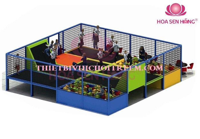 Sàn nhún BB-051-14 cho sân chơi ngoài trời khu chung cư, trường mầm non, resort, công viên – Hoa Sen Hồng