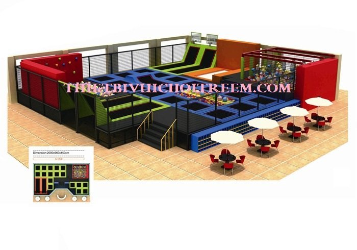 Sàn nhún BB-051-15 cho sân chơi ngoài trời khu chung cư, trường mầm non, resort, công viên – Hoa Sen Hồng