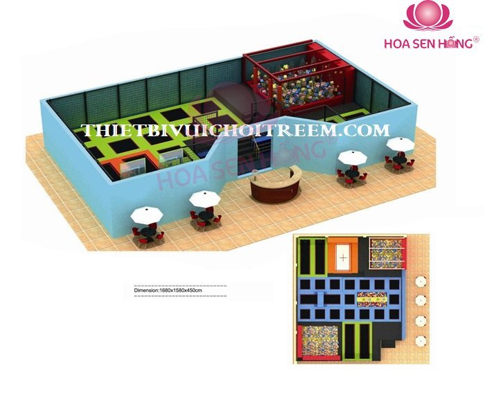 Sàn nhún BB-051-16 cho sân chơi ngoài trời khu chung cư, trường mầm non, resort, công viên – Hoa Sen Hồng