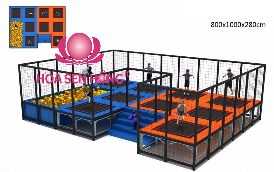 Sàn nhún BB-051-18 cho sân chơi ngoài trời khu chung cư, trường mầm non, resort, công viên – Hoa Sen Hồng