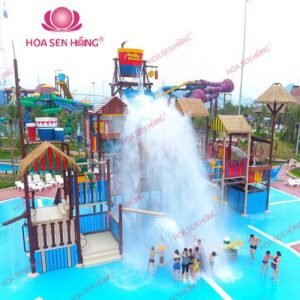 Cầu trượt nước WP57-05 cho công viên nước, hồ bơi resort, khách sạn – Hoa Sen Hồng