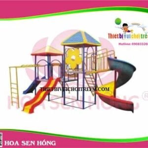 Cầu trượt composite ngoài trời CO-016-07 cho sân chơi ngoài trời khu chung cư, trường mầm non, resort, công viên – Hoa Sen Hồng
