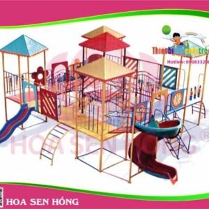 Cầu trượt composite ngoài trời CO-016-14 cho sân chơi ngoài trời khu chung cư, trường mầm non, resort, công viên – Hoa Sen Hồng
