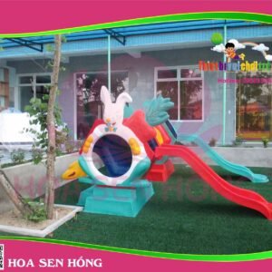 Cầu trượt composite ngoài trời CO-016-19 cho sân chơi ngoài trời khu chung cư, trường mầm non, resort, công viên – Hoa Sen Hồng