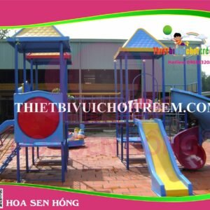 Cầu trượt composite ngoài trời CO-016-23 cho sân chơi ngoài trời khu chung cư, trường mầm non, resort, công viên – Hoa Sen Hồng