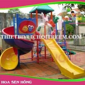 Cầu trượt composite ngoài trời CO-016-24 cho sân chơi ngoài trời khu chung cư, trường mầm non, resort, công viên – Hoa Sen Hồng