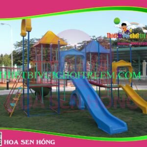 Cầu trượt composite ngoài trời CO-016-25 cho sân chơi ngoài trời khu chung cư, trường mầm non, resort, công viên – Hoa Sen Hồng