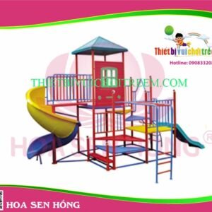 Cầu trượt composite ngoài trời CO-016-26 cho sân chơi ngoài trời khu chung cư, trường mầm non, resort, công viên – Hoa Sen Hồng