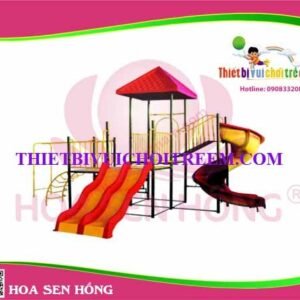 Cầu trượt composite ngoài trời CO-016-27 cho sân chơi ngoài trời khu chung cư, trường mầm non, resort, công viên – Hoa Sen Hồng