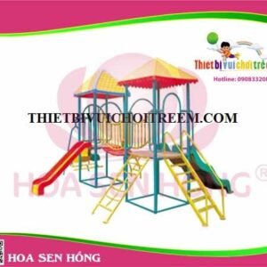 Cầu trượt composite ngoài trời CO-016-29 cho sân chơi ngoài trời khu chung cư, trường mầm non, resort, công viên – Hoa Sen Hồng