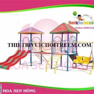 Cầu trượt composite ngoài trời CO-016-32 cho sân chơi ngoài trời khu chung cư, trường mầm non, resort, công viên – Hoa Sen Hồng