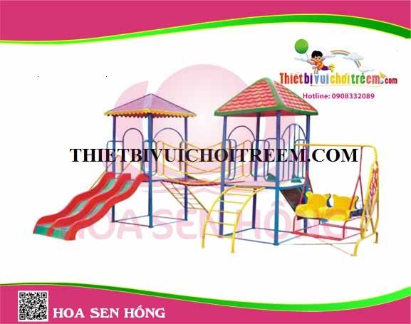 Cầu trượt composite ngoài trời CO-016-32 cho sân chơi ngoài trời khu chung cư, trường mầm non, resort, công viên – Hoa Sen Hồng