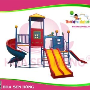 Cầu trượt composite ngoài trời CO-016-33 cho sân chơi ngoài trời khu chung cư, trường mầm non, resort, công viên – Hoa Sen Hồng
