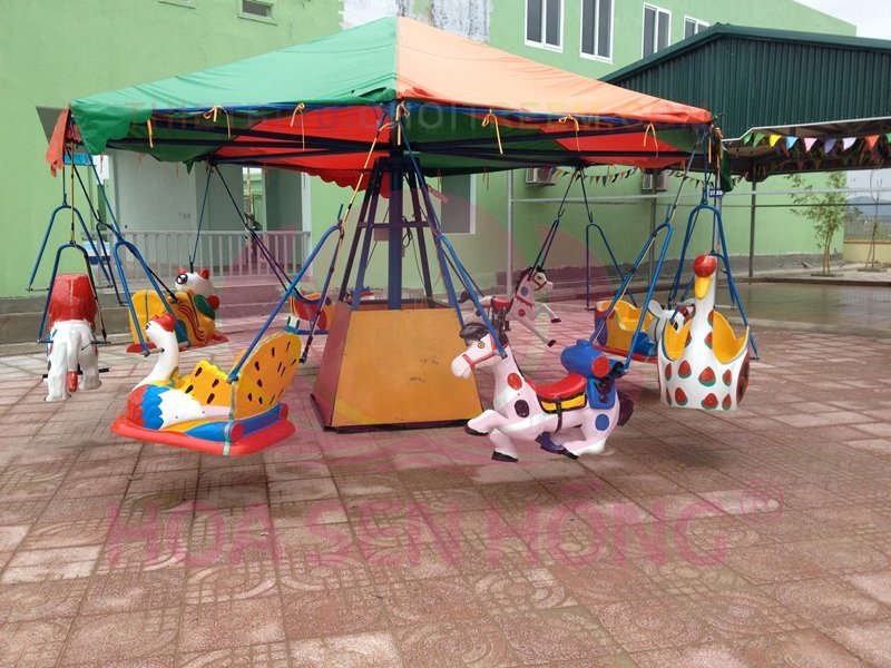 Đu quay ngựa EF-022-01 cho công viên, khu vui chơi giải trí – Hoa Sen Hồng