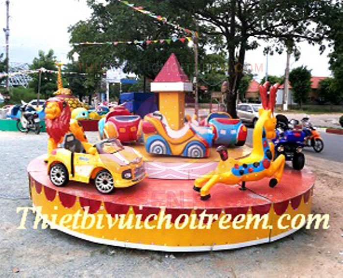Mâm xoay điện EM-022-06 cho công viên, khu vui chơi giải trí – Hoa Sen Hồng