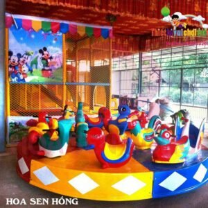 Mâm xoay điện EM-022-08 cho công viên, khu vui chơi giải trí – Hoa Sen Hồng