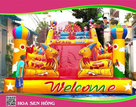 Nhà hơi – nhà phao IB-054-91 cho sự kiện, khu vui chơi, resort – Hoa Sen Hồng