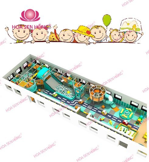 Khu liên hoàn trong nhà IN-052-10 cho khu vui chơi trong nhà trung tâm thương mại, nhà hàng, trường mầm non – Hoa Sen Hồng