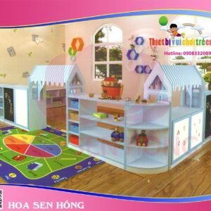 Kệ đồ chơi KS-46-09 cho trường mầm non, nhóm trẻ – Hoa Sen Hồng