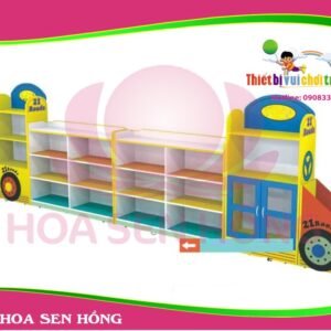 Kệ đồ chơi KS-46-11 cho trường mầm non, nhóm trẻ – Hoa Sen Hồng