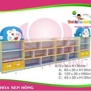Kệ đồ chơi KS-46-12 cho trường mầm non, nhóm trẻ – Hoa Sen Hồng