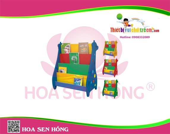 Kệ sách báo KS-46-16 cho trường mầm non, nhóm trẻ – Hoa Sen Hồng