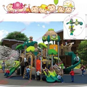 Cầu trượt liên hoàn ngoài trời OD-01-04 cho sân chơi ngoài trời khu chung cư, trường mầm non, resort, công viên – Hoa Sen Hồng