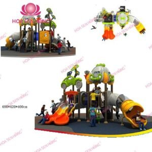 Cầu trượt liên hoàn ngoài trời OD-01-06 cho sân chơi ngoài trời khu chung cư, trường mầm non, resort, công viên – Hoa Sen Hồng