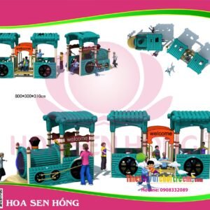 Cầu trượt liên hoàn ngoài trời OD-01-140 cho sân chơi ngoài trời khu chung cư, trường mầm non, resort, công viên – Hoa Sen Hồng
