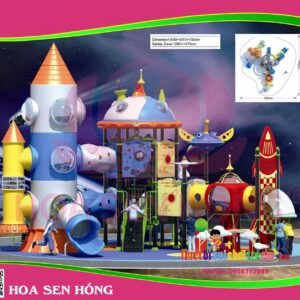 Cầu trượt liên hoàn ngoài trời OD-01-163 cho sân chơi ngoài trời khu chung cư, trường mầm non, resort, công viên – Hoa Sen Hồng