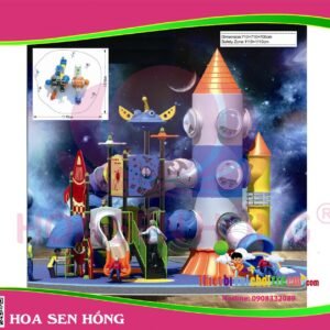 Cầu trượt liên hoàn ngoài trời OD-01-164 cho sân chơi ngoài trời khu chung cư, trường mầm non, resort, công viên – Hoa Sen Hồng