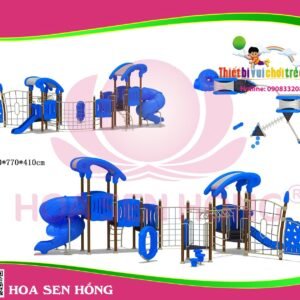 Cầu trượt liên hoàn ngoài trời OD-01-183 cho sân chơi ngoài trời khu chung cư, trường mầm non, resort, công viên – Hoa Sen Hồng