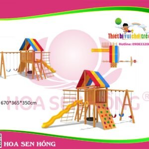 Cầu trượt liên hoàn ngoài trời OD-01-210 cho sân chơi ngoài trời khu chung cư, trường mầm non, resort, công viên – Hoa Sen Hồng