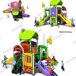 Cầu trượt liên hoàn ngoài trời OD-01-30 cho sân chơi ngoài trời khu chung cư, trường mầm non, resort, công viên – Hoa Sen Hồng