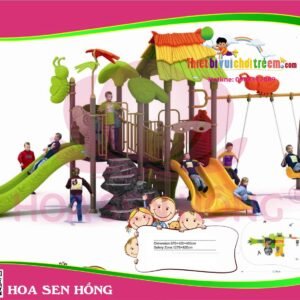 Cầu trượt liên hoàn ngoài trời OD-01-97 cho sân chơi ngoài trời khu chung cư, trường mầm non, resort, công viên – Hoa Sen Hồng