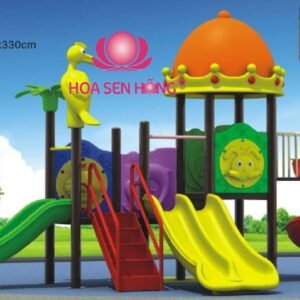 Cầu trượt liên hoàn ngoài trời OD-02-37 cho sân chơi ngoài trời khu chung cư, trường mầm non, resort, công viên – Hoa Sen Hồng