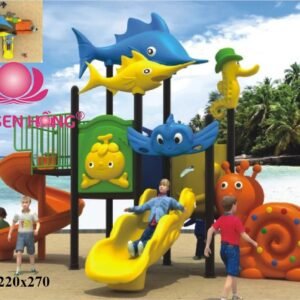 Cầu trượt liên hoàn ngoài trời OD-02-40 cho sân chơi ngoài trời khu chung cư, trường mầm non, resort, công viên – Hoa Sen Hồng
