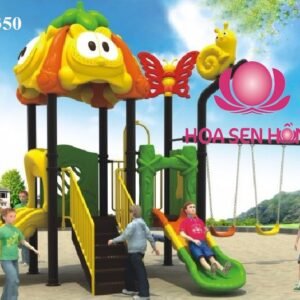 Cầu trượt liên hoàn ngoài trời OD-02-48 cho sân chơi ngoài trời khu chung cư, trường mầm non, resort, công viên – Hoa Sen Hồng